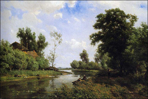 Jan Willem van Borselen: Gezicht op riviertje de Vlist