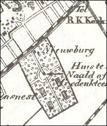 Huis ter Nieuburch in 1867 op kaart Kuyper