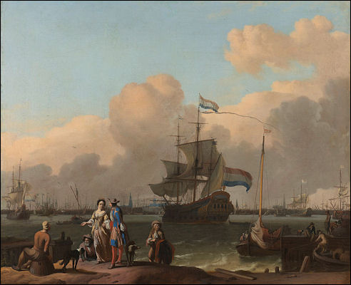 Fregat op het IJ bij Amsterdam